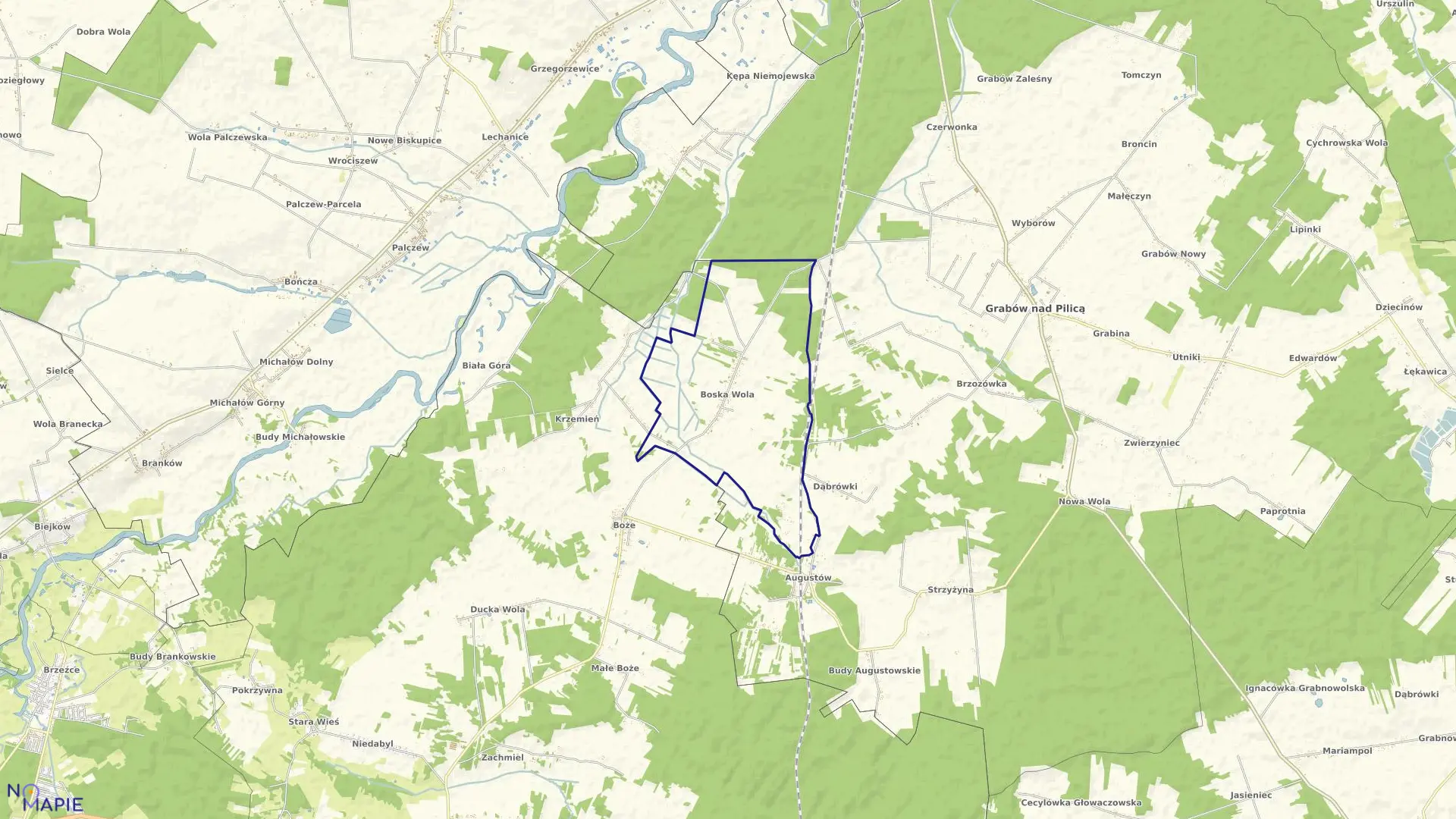 Mapa obrębu BOSKA WOLA w gminie Stromiec