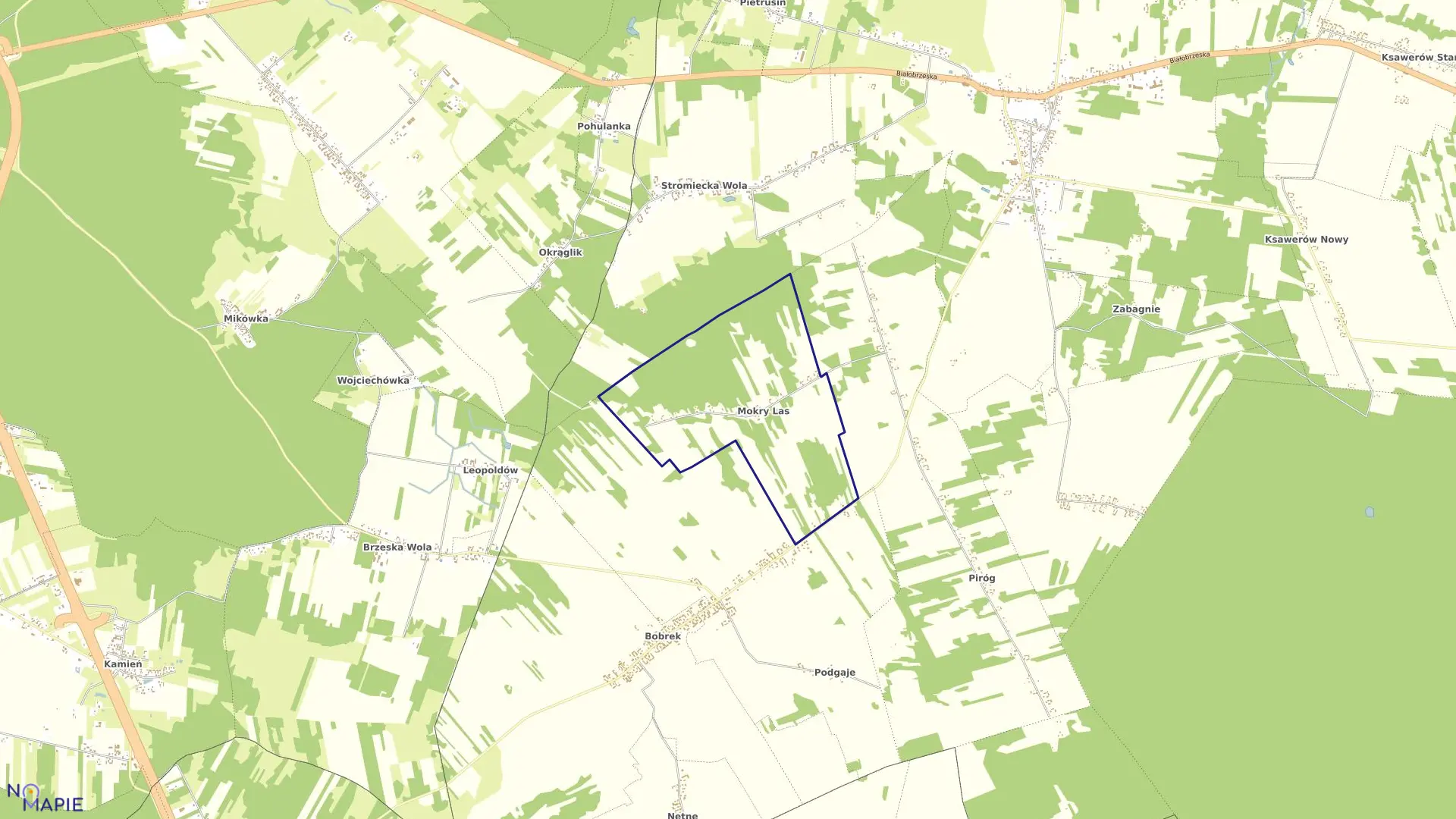 Mapa obrębu BYKI w gminie Stromiec