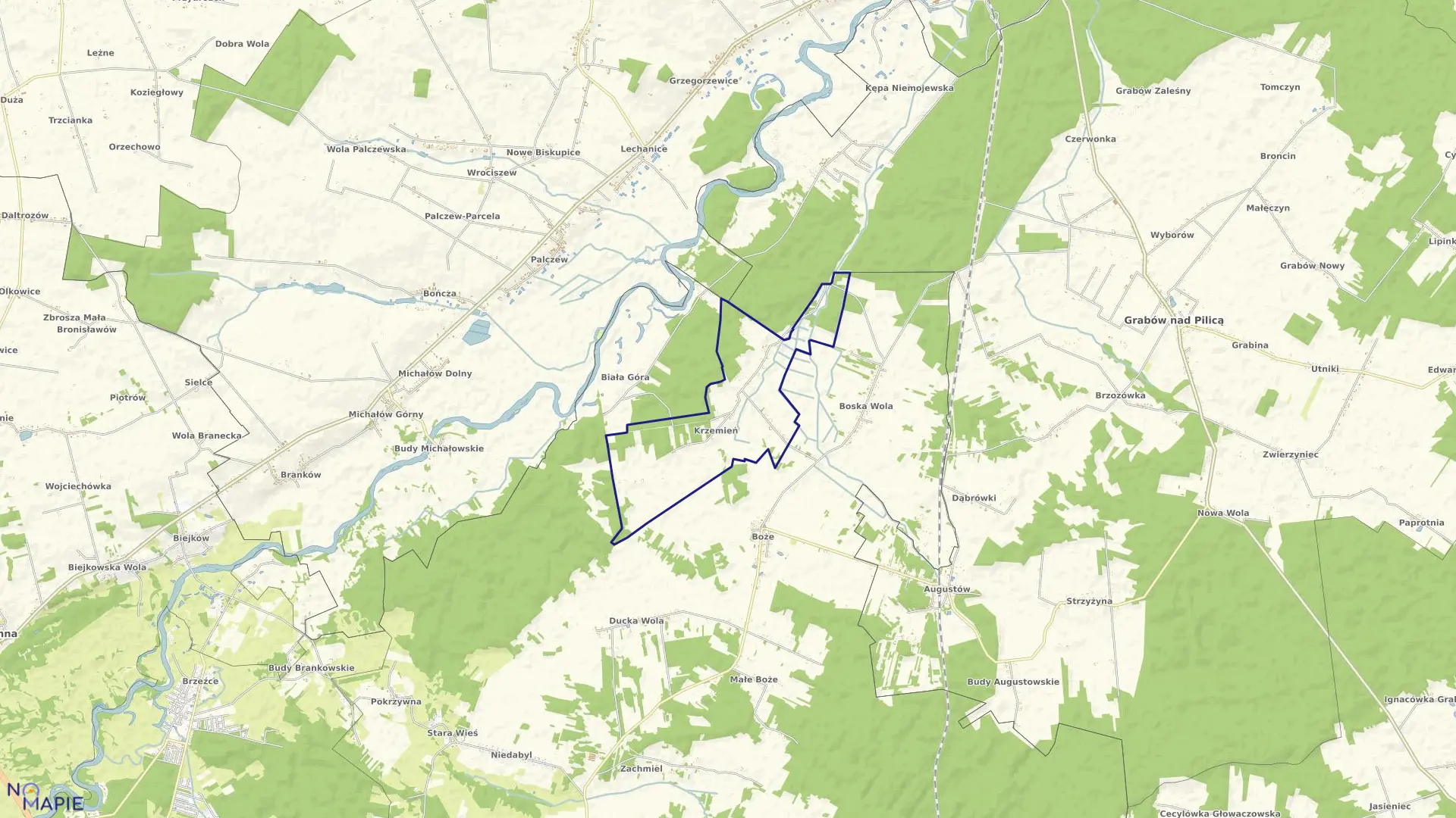 Mapa obrębu KRZEMIEŃ w gminie Stromiec